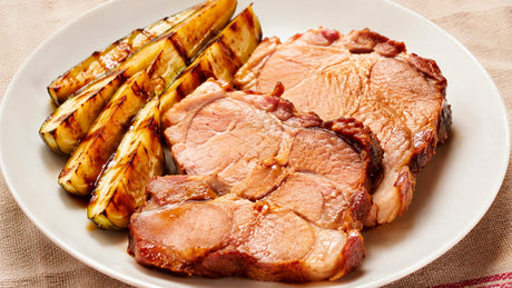 Lomo vetado con zapallos italianos grillados a la chancaca