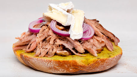 Pan ciabatta con pulpa desmenuzada